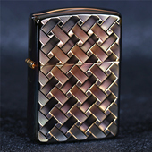 熏铜黑冰镀银 zippo芝宝煤油防风打火机 盔甲机 原装 千丝万缕 日版