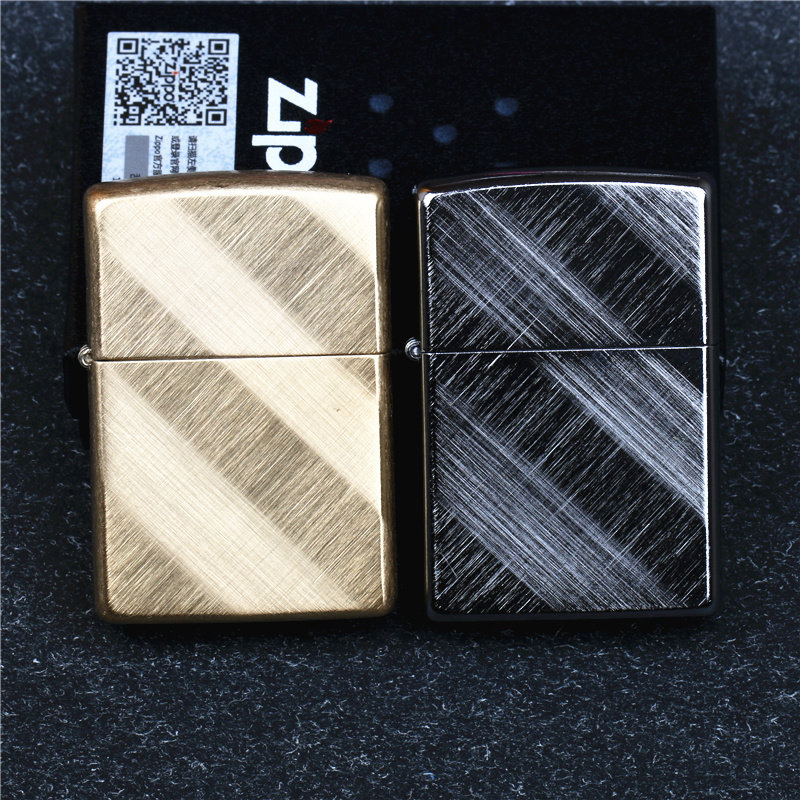 正品zippo芝寶煤油拉絲純銅