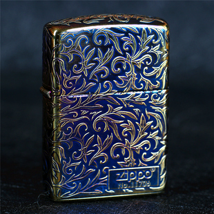 zippo芝宝煤油防风打火机烧金熏铜五面雕刻盔甲机 原版唐草限量版