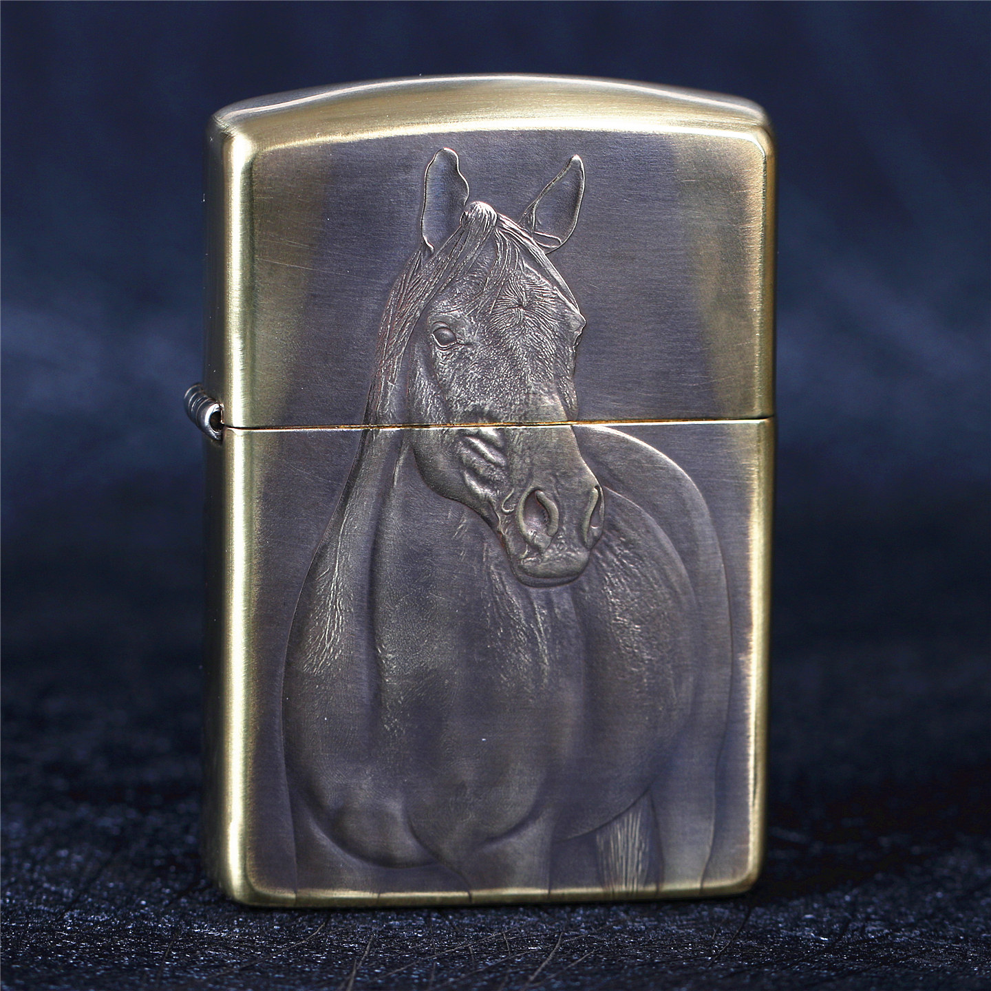 zippo芝宝煤油防风打火机 纯铜盔甲机鬼王双面浮雕刻 马 男士礼物