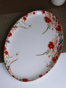 唐山隆达骨瓷餐具  12寸鱼盘  梦巴黎 椭圆盘 凉菜盘 正品一级