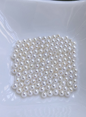 2-3-4-5mm天然淡水圆形通孔强光珍珠diy首饰镶嵌小颗粒半孔散珠白