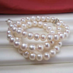 珍珠项链妈妈款 珍珠项链 老人婆婆天然近圆强光中国珠宝穿旗袍配