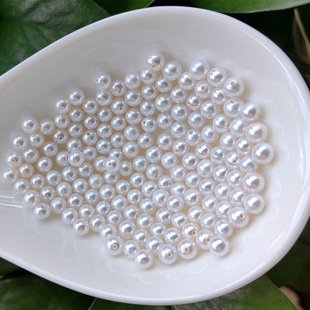 5mmDIY珍珠项链手链圆形强光天然淡水小珍珠打孔散颗粒单颗