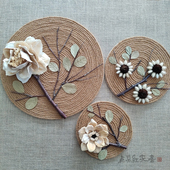 花好月圆壁饰东南亚干枝干花复古家居民宿玄关装 饰墙饰壁饰挂件