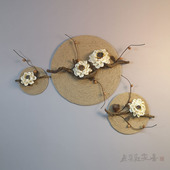 睡莲清韵麻绳圆形装 饰画禅意新中式 家居壁饰挂件干花玄关民宿墙饰