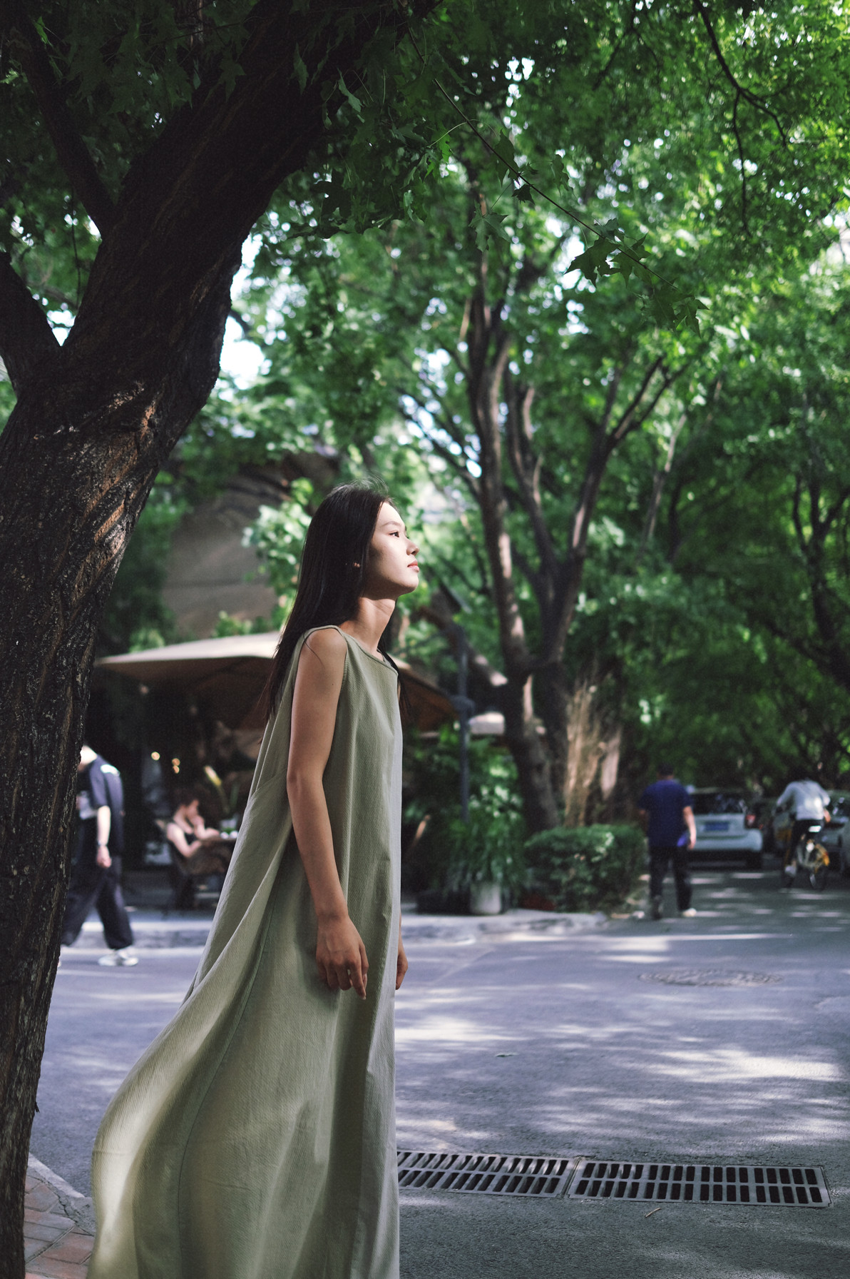 闲雲集 ｜ 绿裳 夏日宽大拼接连衣裙