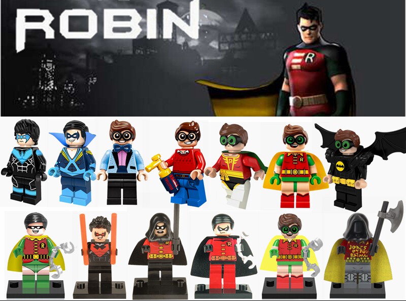 超英人偶蝙蝠侠迪克格雷森 夜翼罗宾 robin 拼装积木人仔兼容乐高
