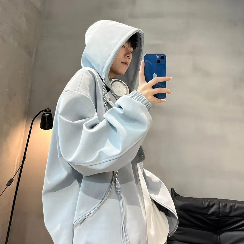 网图慎用纹理设计感连帽皮衣夹克情侣休闲外套A093-JK960-特P78,男装夹克,电商A093