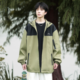 春装新款防风立领夹克拼接连帽冲锋衣外套A093-JK804-特P58，男装夹克，电商A093