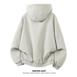 冬季加绒加厚皮夹克连帽座山雕棉衣A093-M960-特P100米白图片