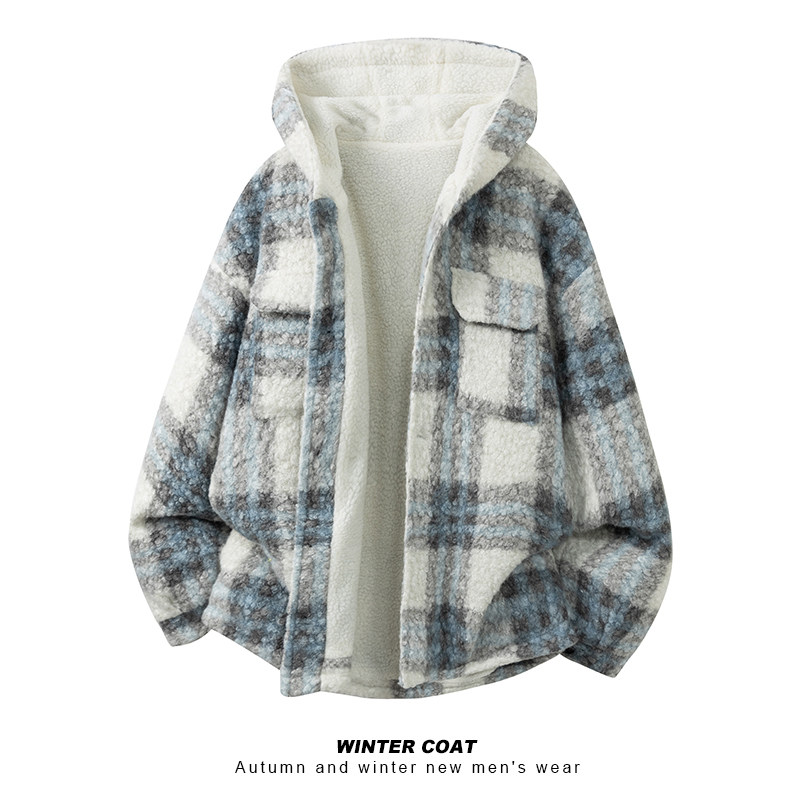 数据好款格子羊羔毛棉衣外套A093-M888-P108，男装棉衣，电商A093