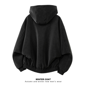 冬季加绒加厚皮夹克连帽座山雕棉衣A093-M960-特P100米白图片