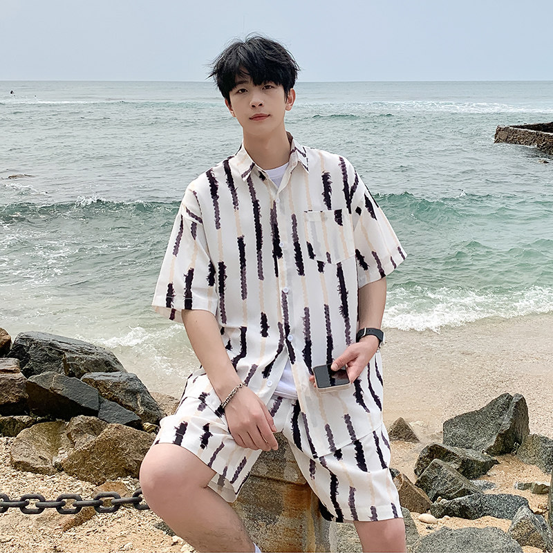 A093-TZ518-P58控78短袖衬衫套装白色，男装T恤，电商A093