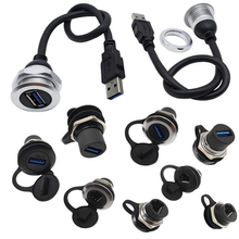 面板安装M22金属圆形RJ45网口USB母座航空插座数据信号DATA连接器