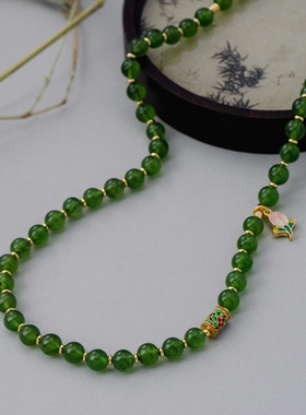 郁金香项链绿玛瑙锁骨链女式