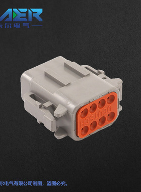 国产 连接器DTM06-8S灰色防水8孔插接件公母端及配套端子