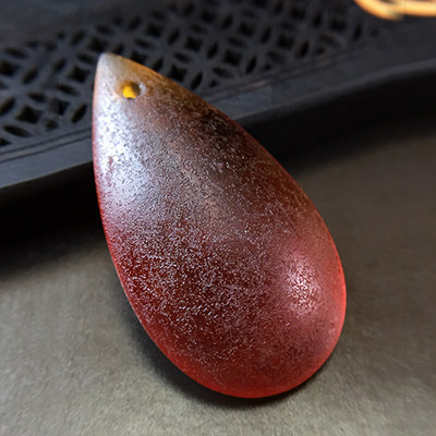 清代官造宫廷御用古法老琉璃坠角 琥珀金朝珠配饰项链diy水滴坠