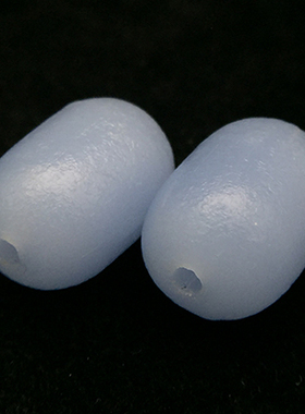 清代官造宫廷御用古法老琉璃10+mm浅灰蓝色桶珠一对文玩珠串配饰