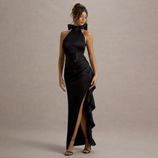 DY FIT花边开叉连衣裙气质优雅新款高龄褶皱宴会礼服