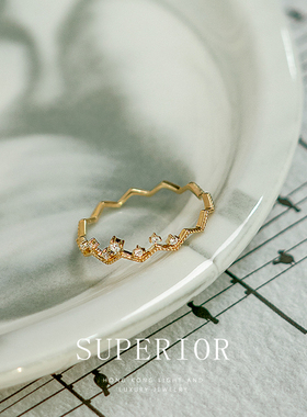 superior珠宝 流光·18K金钻石皇冠戒指小清新公主款介子