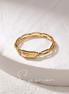 superior珠宝环环相扣钻戒·18k金钻戒链条满钻轻奢个性情侣戒指