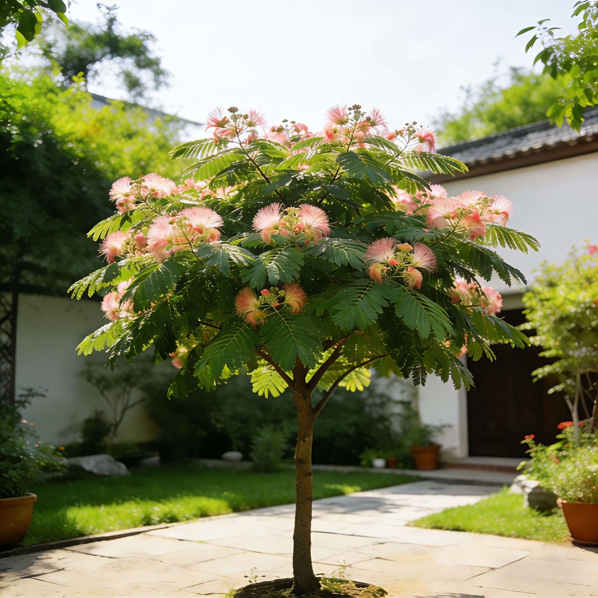 合欢花树苗庭院花卉植物芙蓉花南北方遮阴树木别墅工程行道绿化苗
