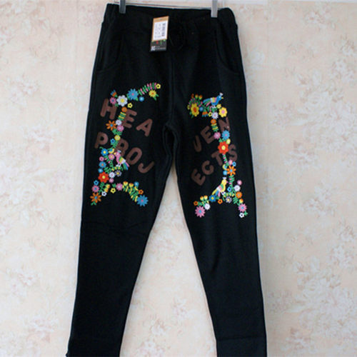 rough秋冬季af抓绒女加绒厚卫裤