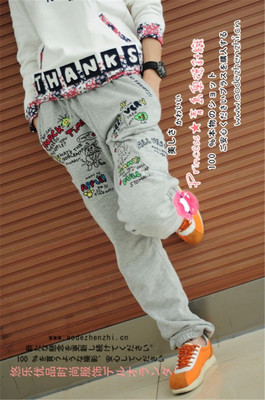 rough贴布刺绣长裤可爱休闲