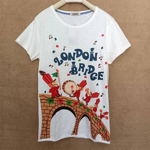 短袖T恤2024年rough新款女设计感小众夏季纯棉学生白色绣花军乐队