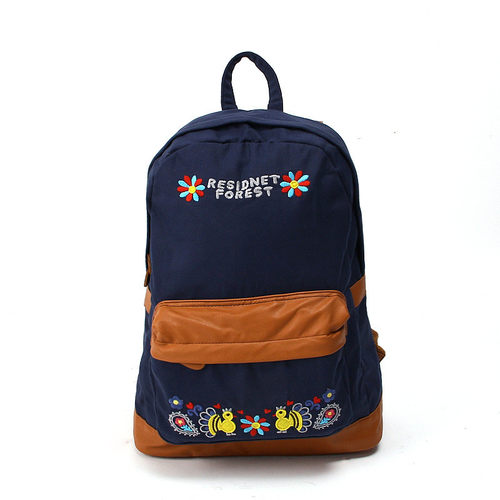 绣花花鸟搞怪百搭学生双肩包