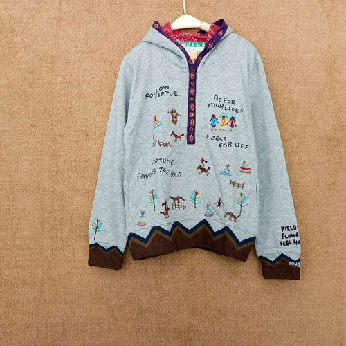 ROUGH绣花民族风新款INS连帽卫衣