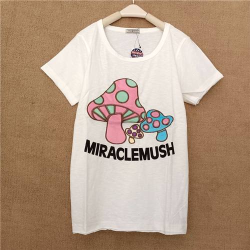 新款纯棉T恤女装短袖韩版宽松体恤港风半袖rough甜美蘑菇休闲上衣