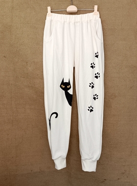 运动裤女春秋季2024rough宽松ns潮美式休闲猫爪哈伦裤 长裤子卫裤