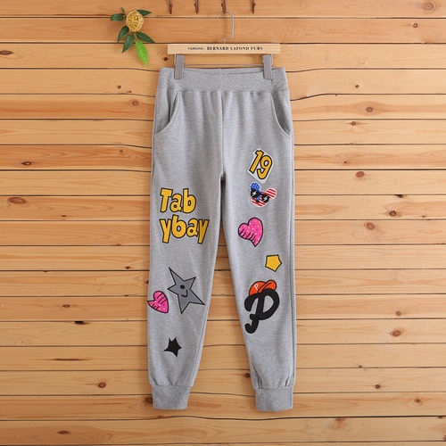 休闲裤rough纯棉运动居家绣花