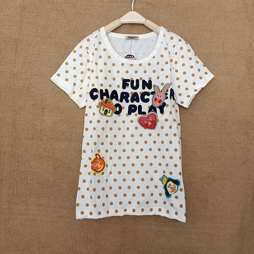 2024夏季新款rough波点打底衫绣花兔时尚T恤衫百搭小清新学生上衣