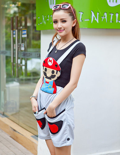 森女系原宿超级玛丽rough五分裤