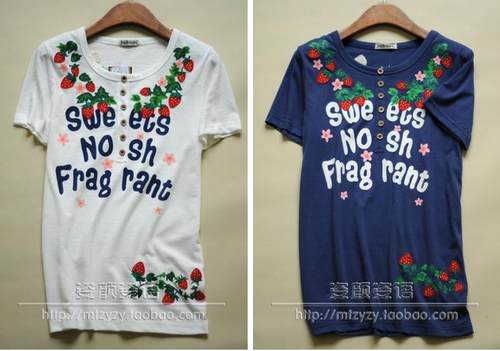 上衣夏装刺绣短袖打底衫T恤衫