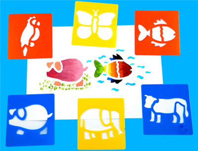 儿童 动物绘画镂空模板幼儿园教具美工区操作材料模板版印玩具