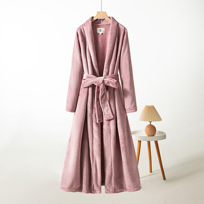 Pillow Talk冬季女士牛奶绒和服领舒适长款睡袍加厚家居服