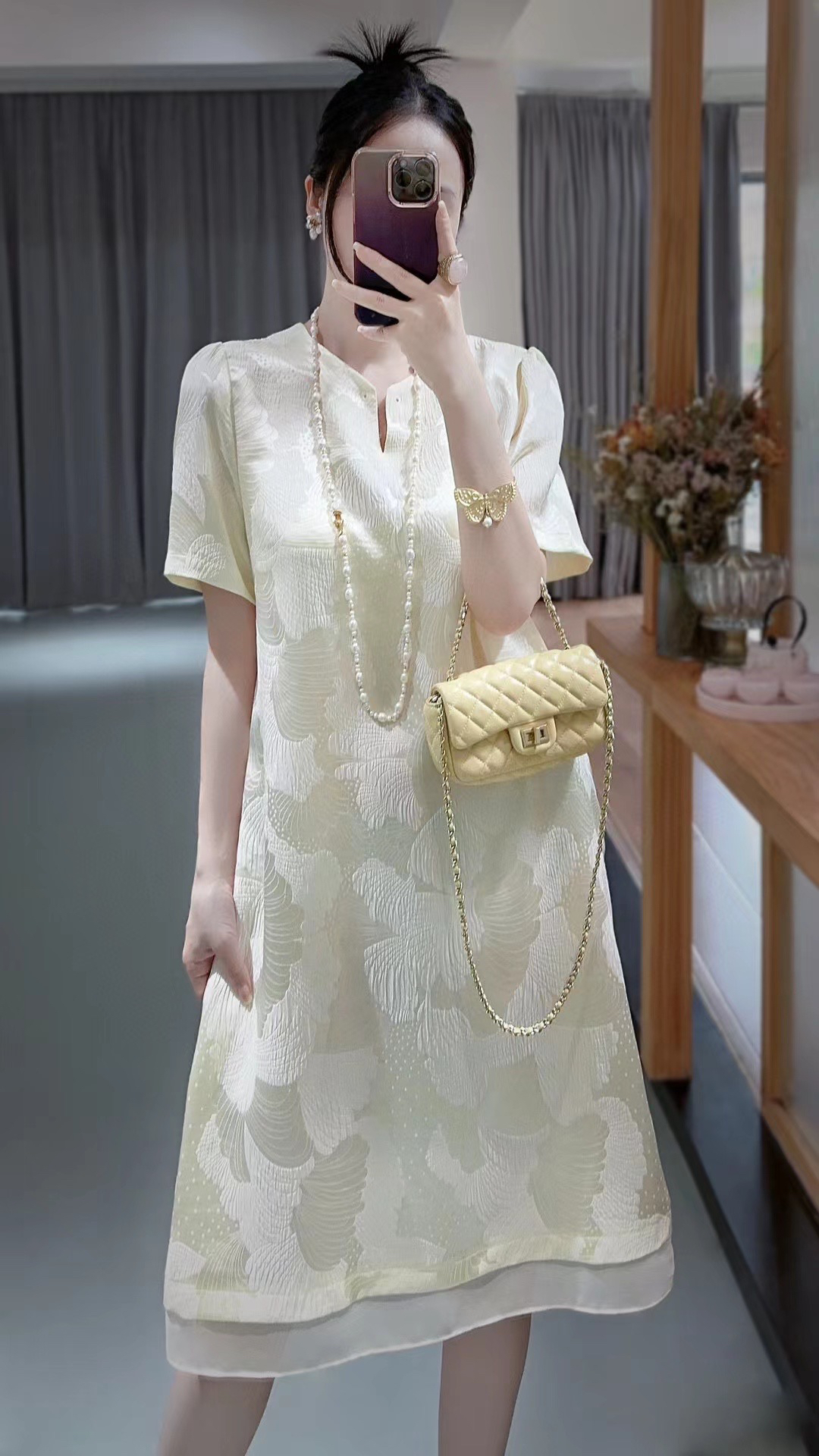 池上国潮新中式真丝冠乐邹连衣裙2024夏新款时尚气质显瘦女珍珠扣