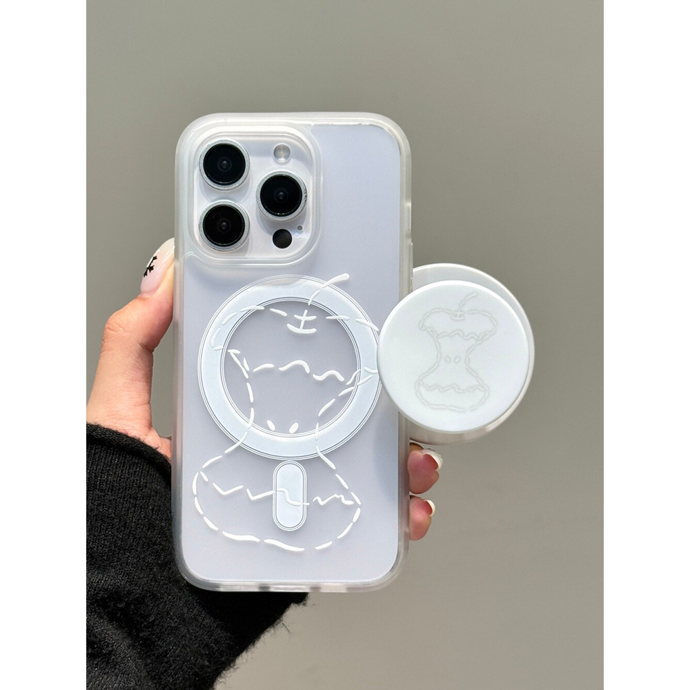 雾面半透线条苹果核磁吸支架适用苹果16promax手机壳15iphone14保护套13磨砂亲肤感高级感日韩ins风防摔新款