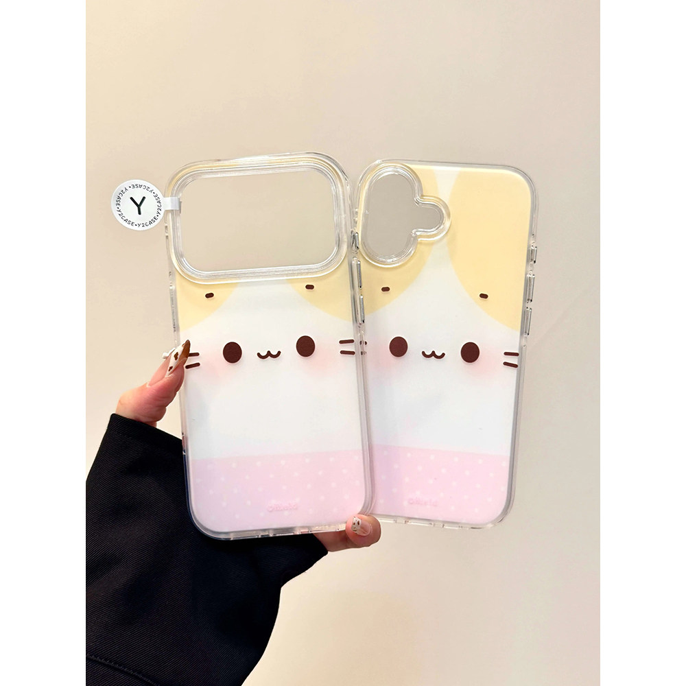 可爱奶呼呼棉花糖猫适用苹果17promax手机壳15iphone16pro保护套13/14双层IMD高级感日韩ins风带手链气囊防摔图片