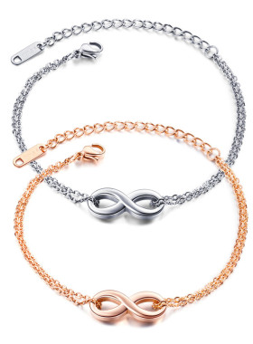 轻奢小众设计高级感无穷8字双层手链女钛钢玫瑰金冷淡风闺蜜饰品