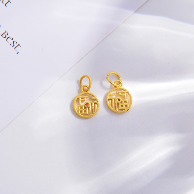 铜镂空福微镶吊坠配饰