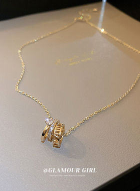 女锁骨链锆石圆圈项链