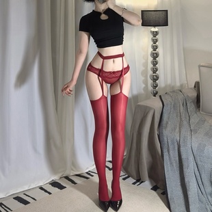 绫觅lili 丝滑油亮丝袜女黑色油光吊带黑丝长筒袜过膝袜马油袜