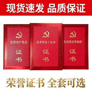 优秀党员荣誉证书外壳烫金封面内页可打印定做表扬表彰先进工作者