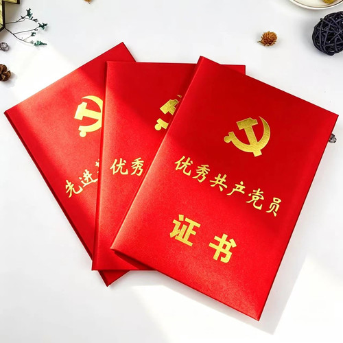 优秀党员荣誉证书外壳烫金封面内页可打印定做表扬表彰先进工作者