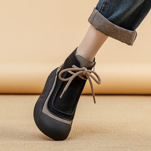 马丁靴女厚底短靴2025冬季显脚小高帮棉鞋加绒保暖大码女鞋41到43